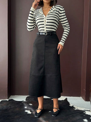 Fustă Topshow Scuba Suede - Negru | F2004