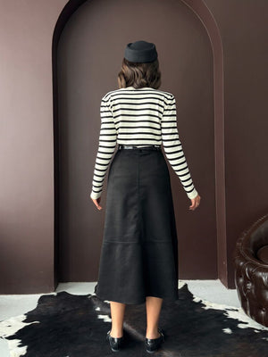 Fustă Topshow Scuba Suede - Negru | F2004