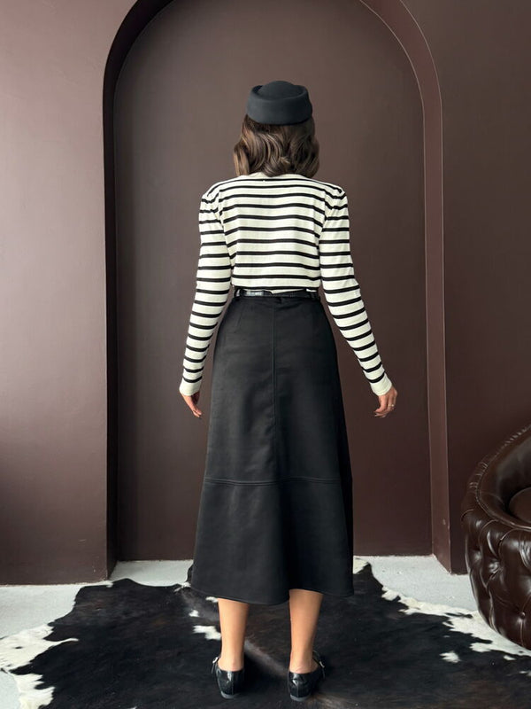 Fustă Topshow Scuba Suede - Negru | F2004