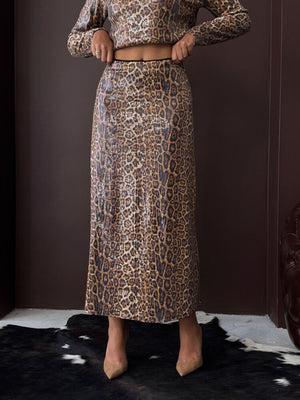 Topshow - Fustă cu imprimeu leopard, la modă, en-gros - Eleganță de la zi la noapte - Leopard închis