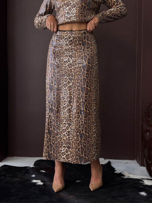 Topshow - Fustă cu imprimeu leopard, la modă, en-gros - Eleganță de la zi la noapte - Leopard închis