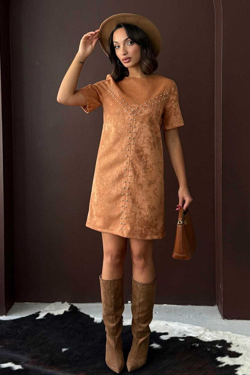 Rochie Topshow Drop Suede, en-gros - Bej | F2039
