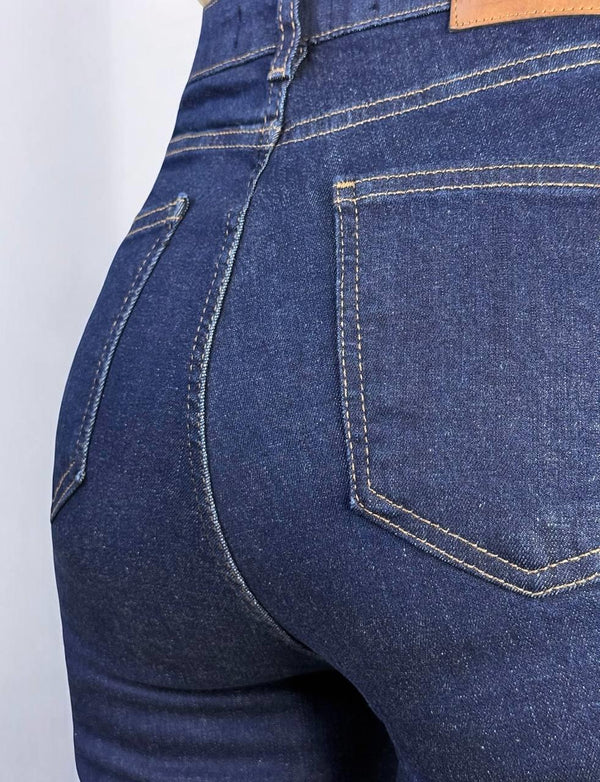 Yüksek Bel Yarım İspanyol Paça Rinse Jean Pantolon