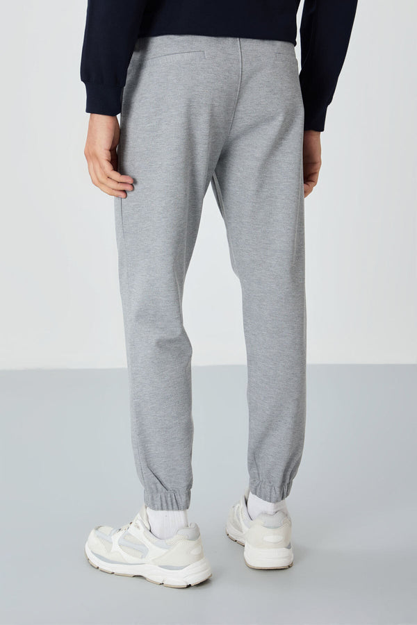 Gri Melanj Yüzeyi Dokulu Standart Fit Erkek Eşofman Alt - 82156