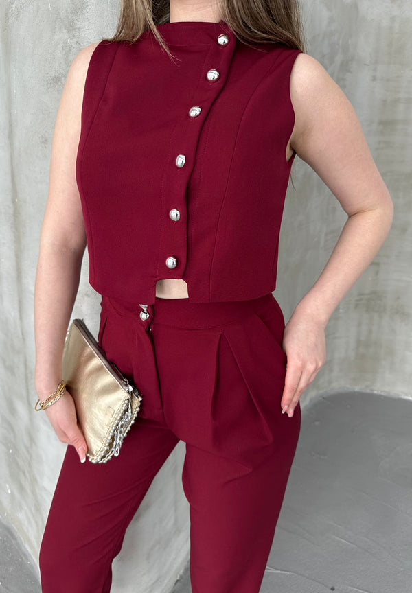 Yelek Pantolon Takım - Bordo