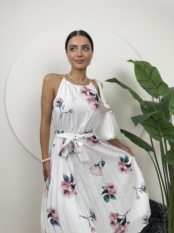 2158 GÜL DESENLİ BAĞCIKLI ELBİSE