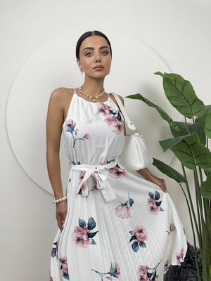 2158 GÜL DESENLİ BAĞCIKLI ELBİSE