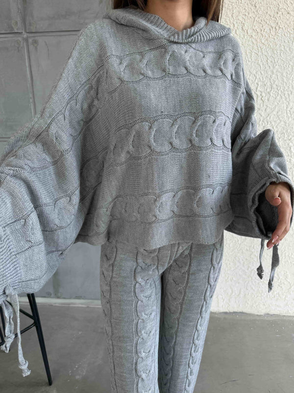 Kapişonlu Triko Takım 1509 - Gri