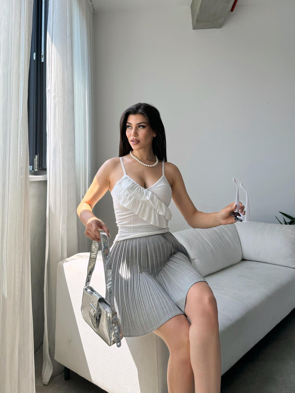 İp Askılı Volan Detaylı Bluz