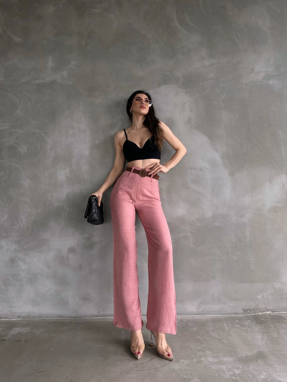 Beli Kemerli Keten Pantolon