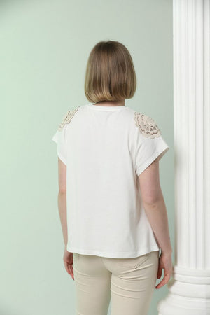 Topshow Krem Omuzu Dantelli Toptan T