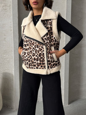 Peluş Toptan Yelek - Leopar D1