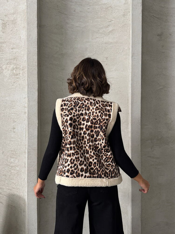 Peluş Toptan Yelek - Leopar D1