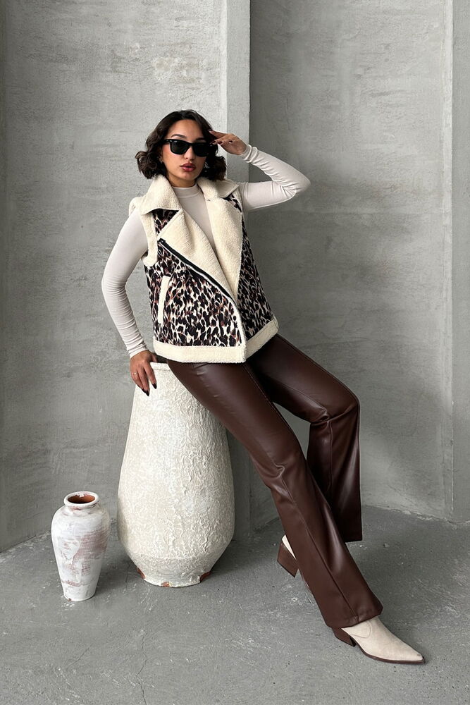 Peluş Toptan Yelek - Leopar D2