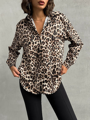 Topshow Leopar Leopar Desenli Toptan Gömlek | F1781