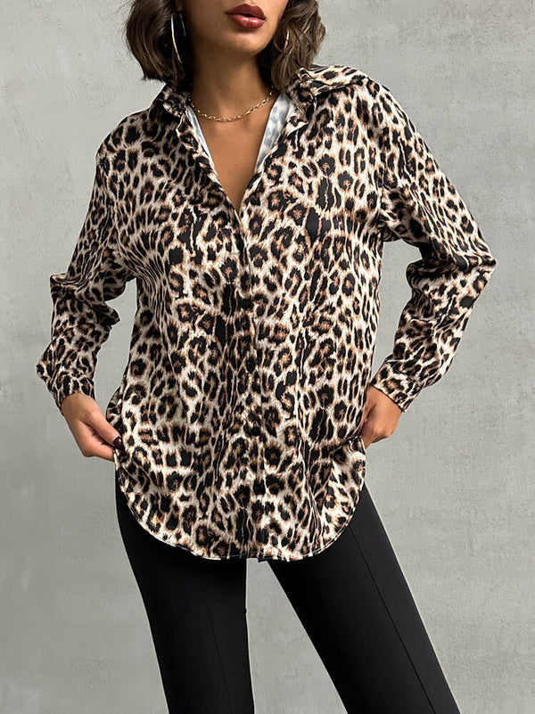 Topshow Leopar Leopar Desenli Toptan Gömlek | F1781