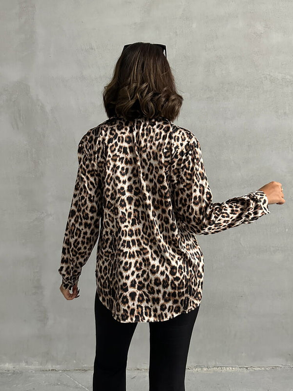 Topshow Leopar Leopar Desenli Toptan Gömlek | F1781