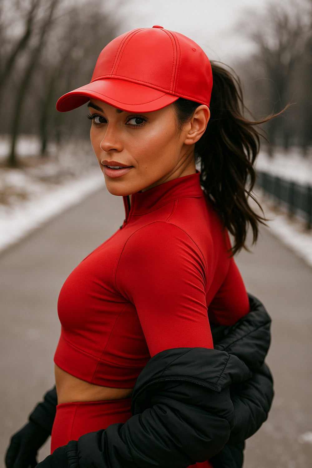 Klasik Kırmızı Renkli Düz Siperlikli Deri Baseball Şapka - Sade Şık Tasarım Spk1104