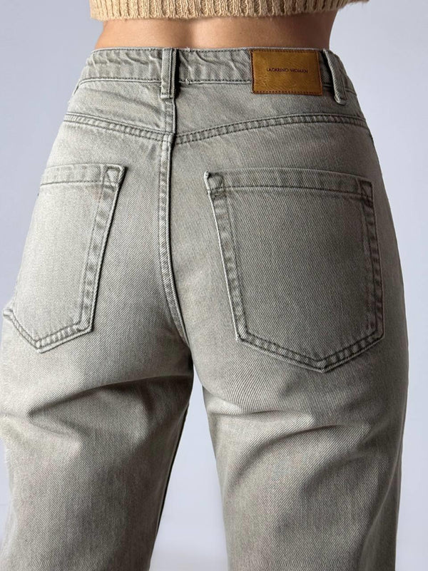 Yüksek Bel Boru Paça Bilek Boy Dark Blue Jean Pantolon