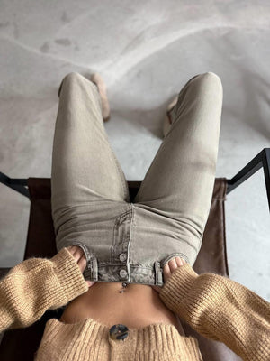 Yüksek Bel Boru Paça Bilek Boy Dark Blue Jean Pantolon
