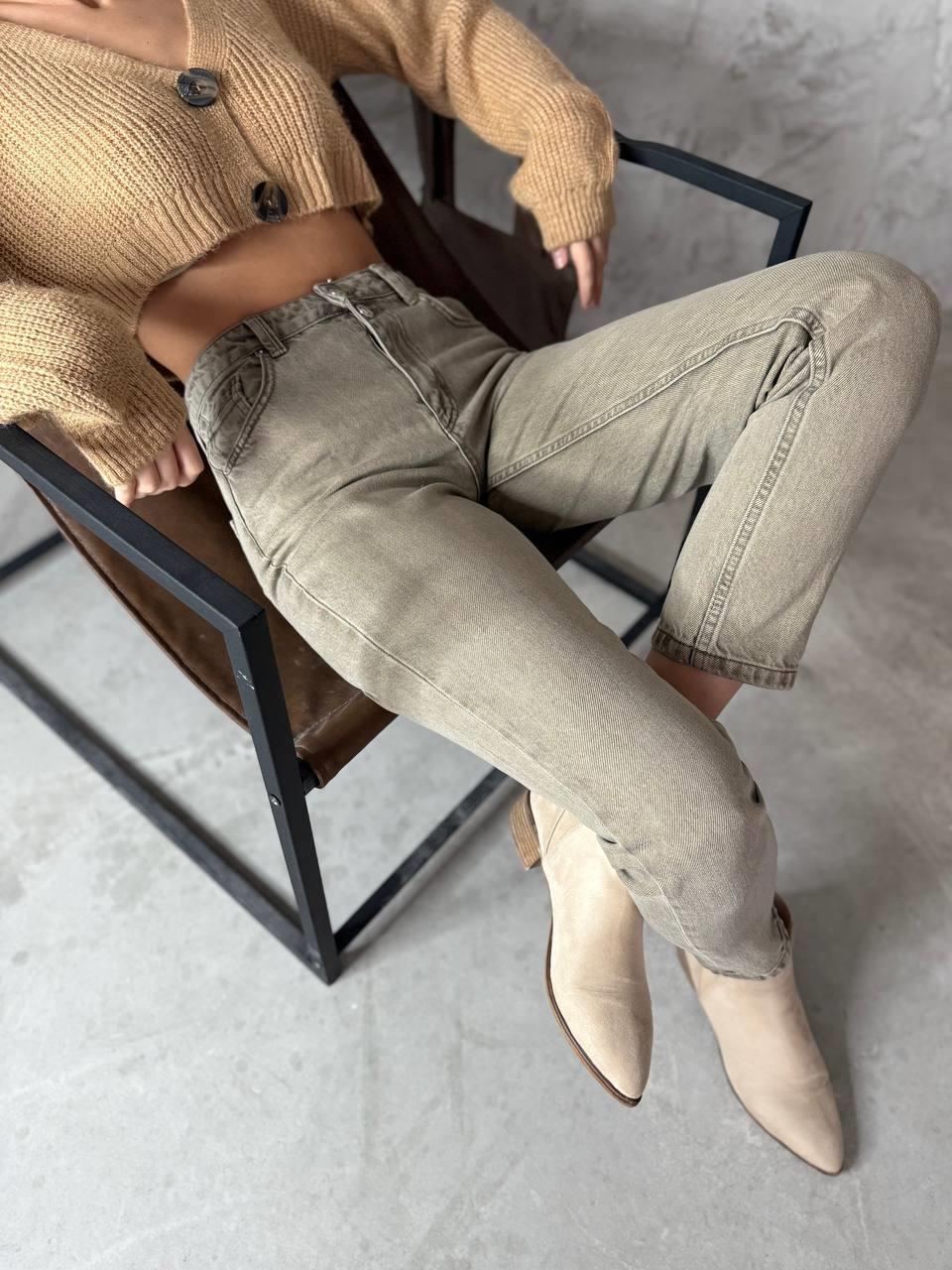 Yüksek Bel Boru Paça Bilek Boy Dark Blue Jean Pantolon