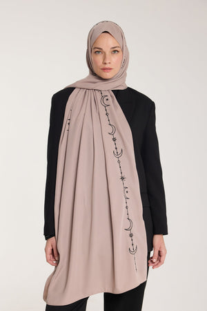 Nakış Şal - Hilal Dokuma - Vizon - Siyah