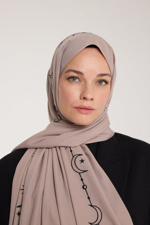 Nakış Şal - Hilal Dokuma - Vizon - Siyah