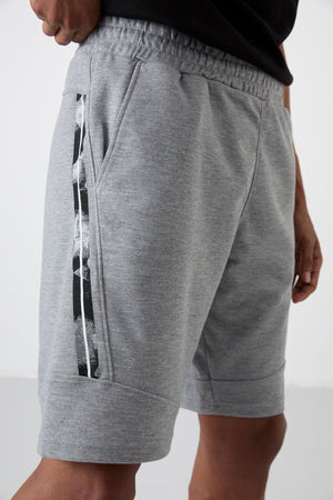 Amos Gri Melanj Baskılı Erkek Şort - 81246