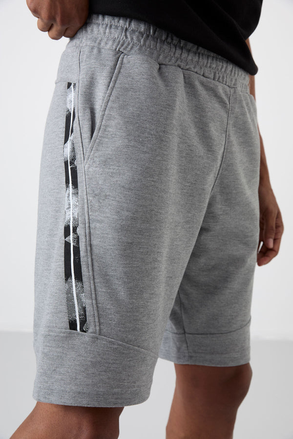 Amos Gri Melanj Baskılı Erkek Şort - 81246