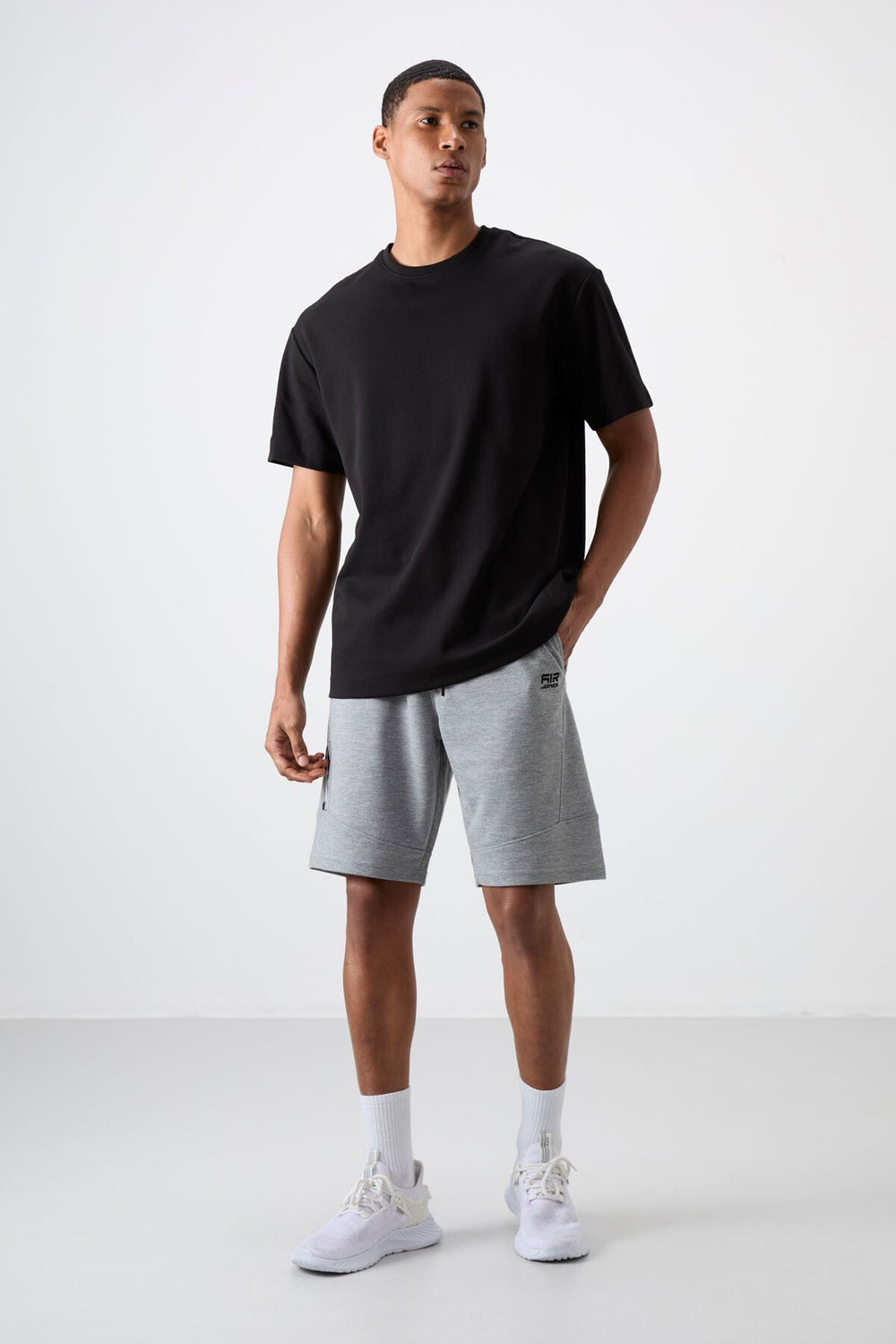Amos Gri Melanj Baskılı Erkek Şort - 81246