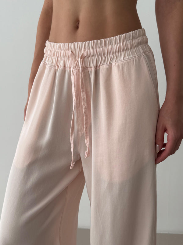 Bel Lastik Detaylı Pembe Palazzo Pantolon