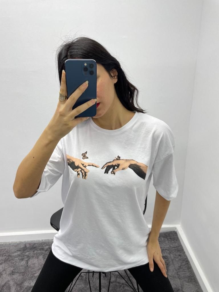 Tricou cu fluture - Alb