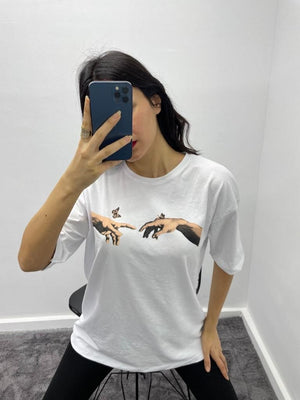 Kelebek T-Shirt - Beyaz