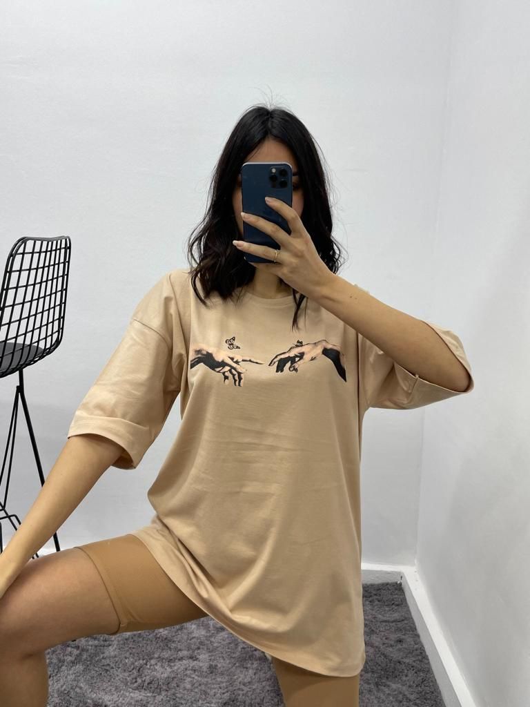 Tricou cu fluture - Bej