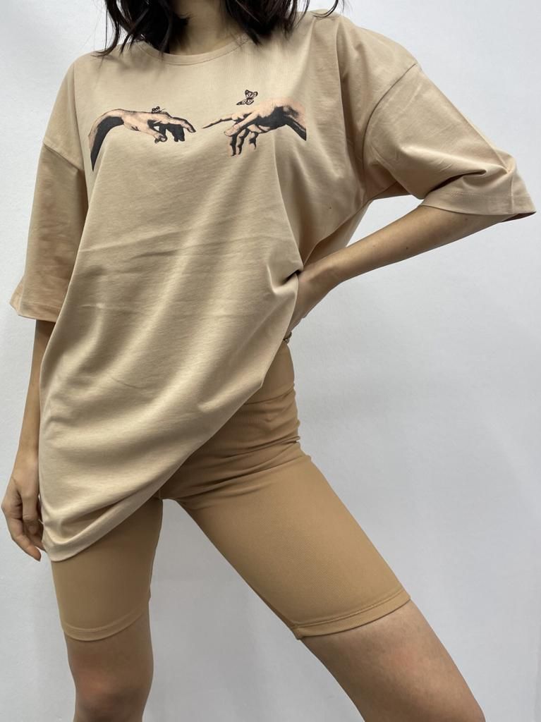 Tricou cu fluture - Bej