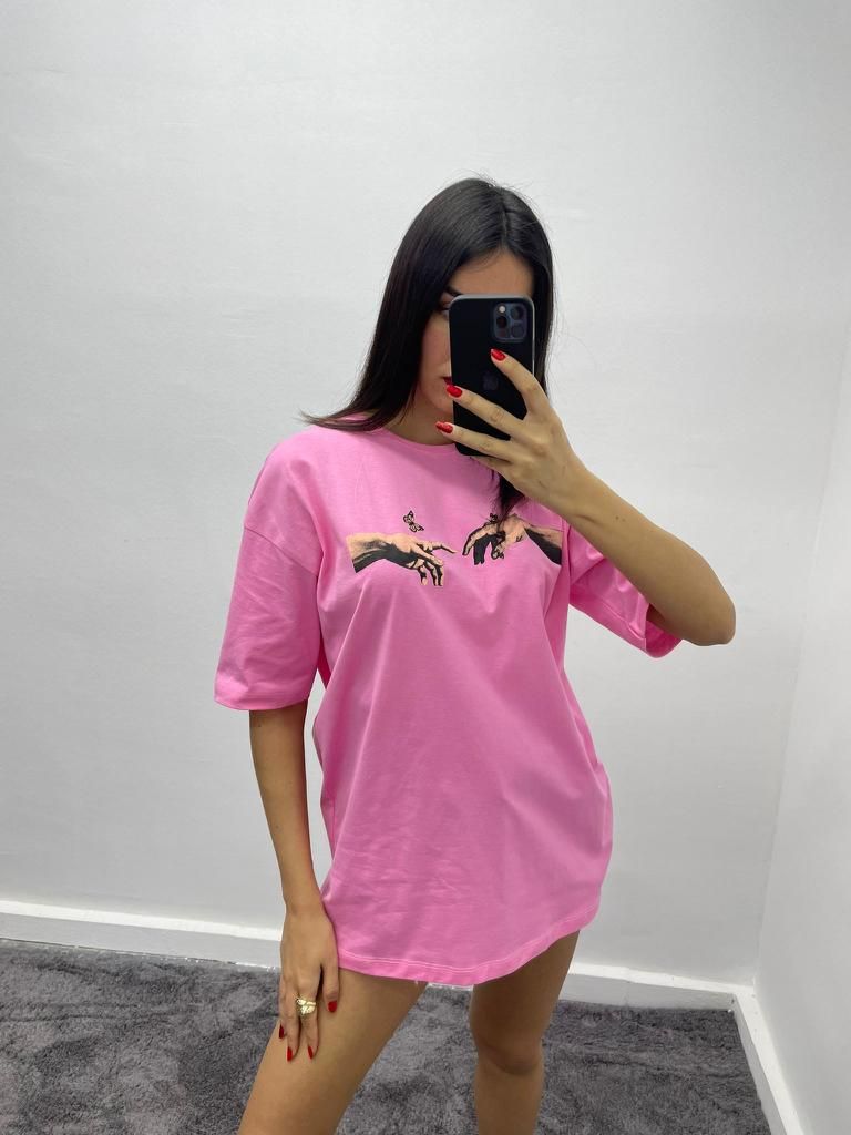 Tricou cu fluture - Roz