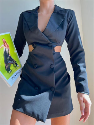 Rochie scurtă cu detaliu lateral - Negru