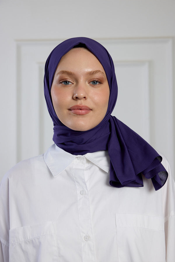 Pure Pamuk Şal - Patlıcan Moru