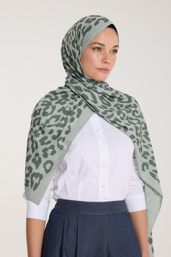 Pure Tone Şal - Leopar Desen - Çağla - Koyu Çağla