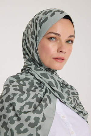 Pure Tone Şal - Leopar Desen - Çağla - Koyu Çağla