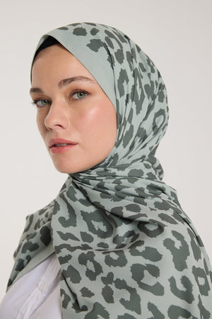 Pure Tone Şal - Leopar Desen - Çağla - Koyu Çağla