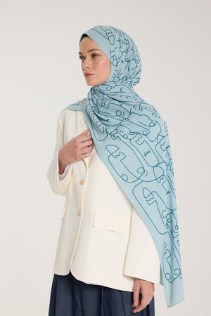 Pure Tone Şal - Marjinal Desen - Su Yeşili - Yeşil