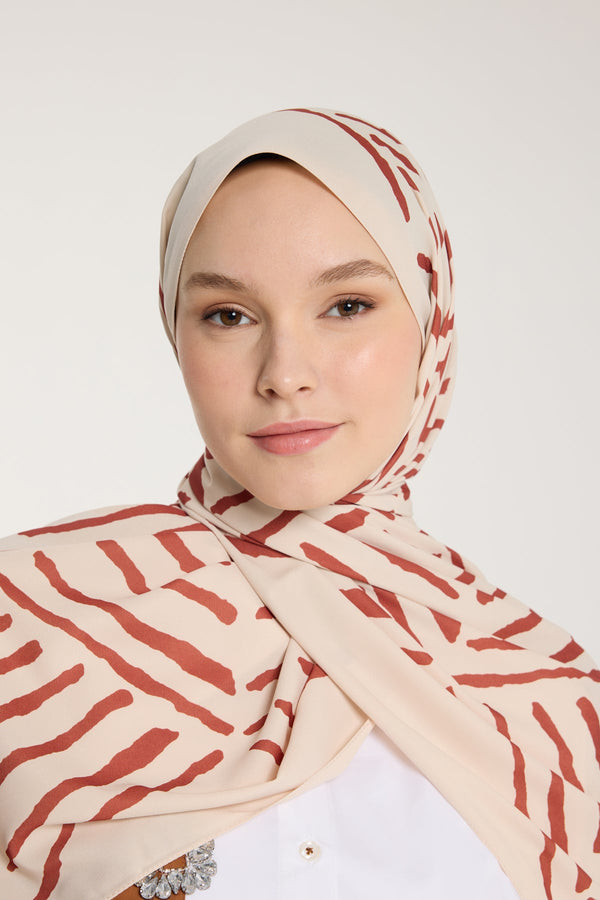 Pure Tone Şal - V Desen - Bej - Taba