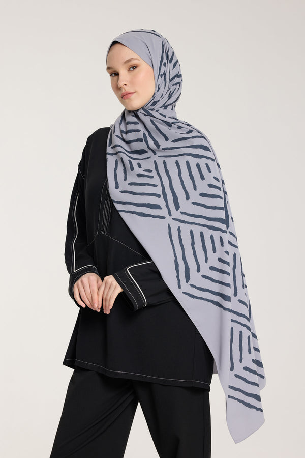 Pure Tone Şal - V Desen - Gümüş - Füme