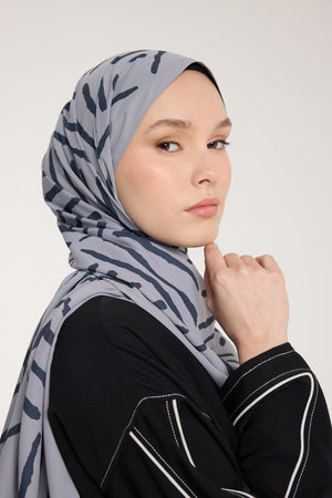 Pure Tone Şal - V Desen - Gümüş - Füme