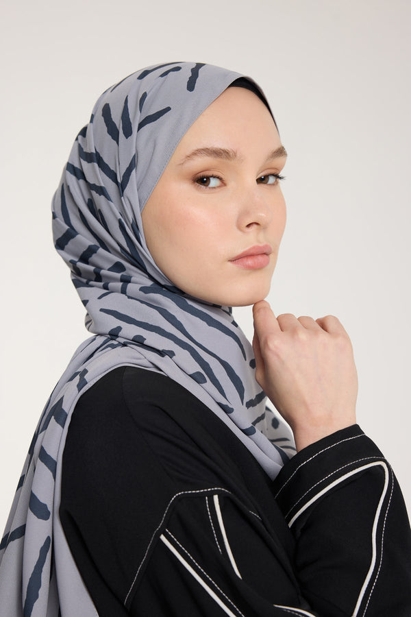 Pure Tone Şal - V Desen - Gümüş - Füme