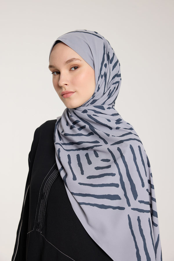 Pure Tone Şal - V Desen - Gümüş - Füme