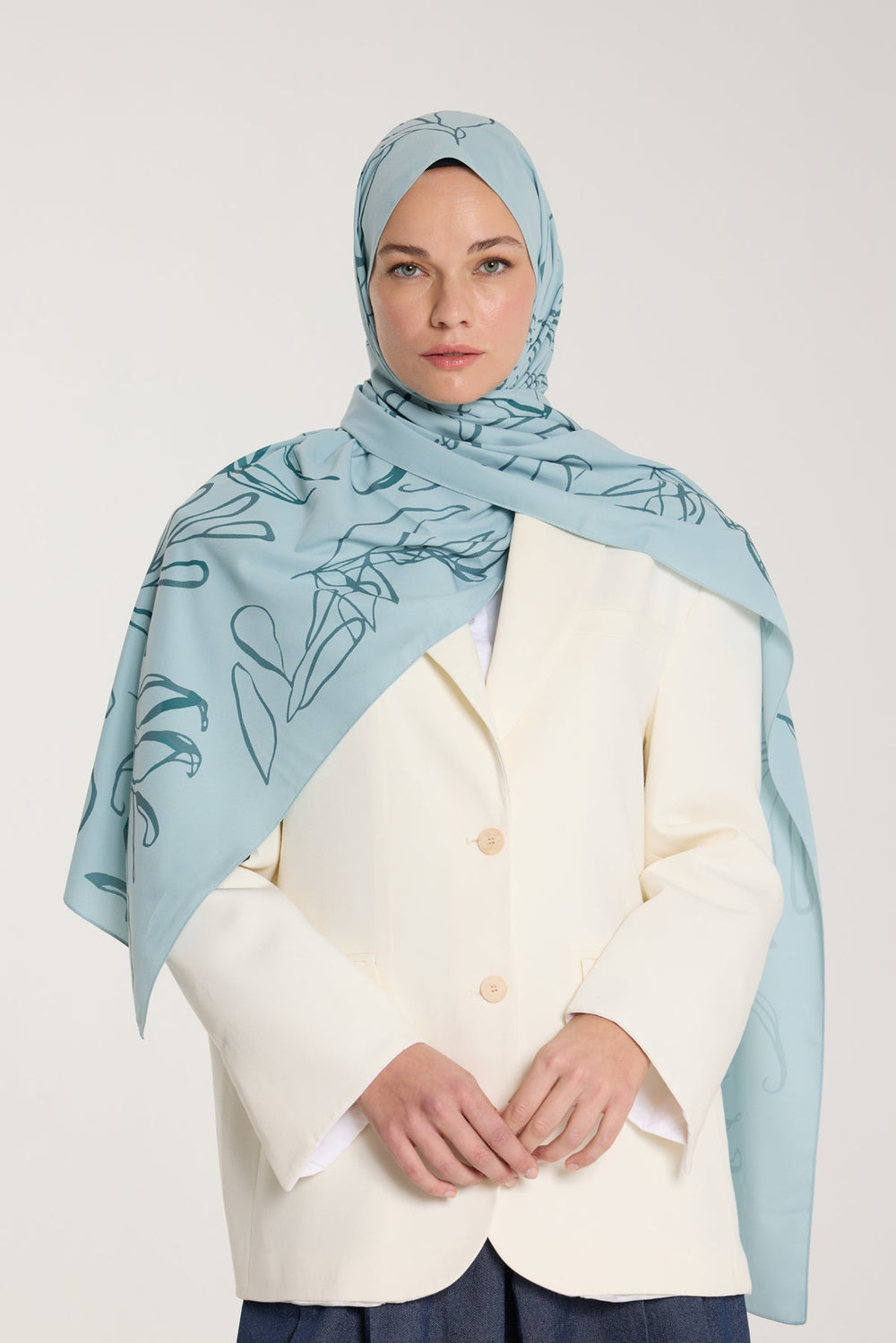 Pure Tone Şal - Yaprak Desen - Suyeşili - Yeşil