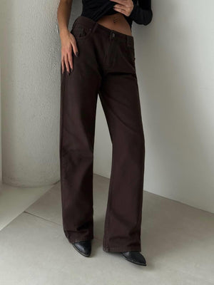 Relax Fit Brown Jean Pantolon