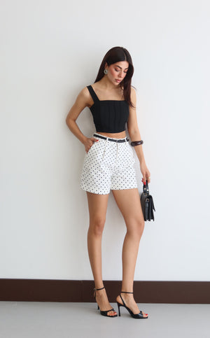 Kemer Detaylı Puantiyeli 4 Cepli Ekru Jean Short